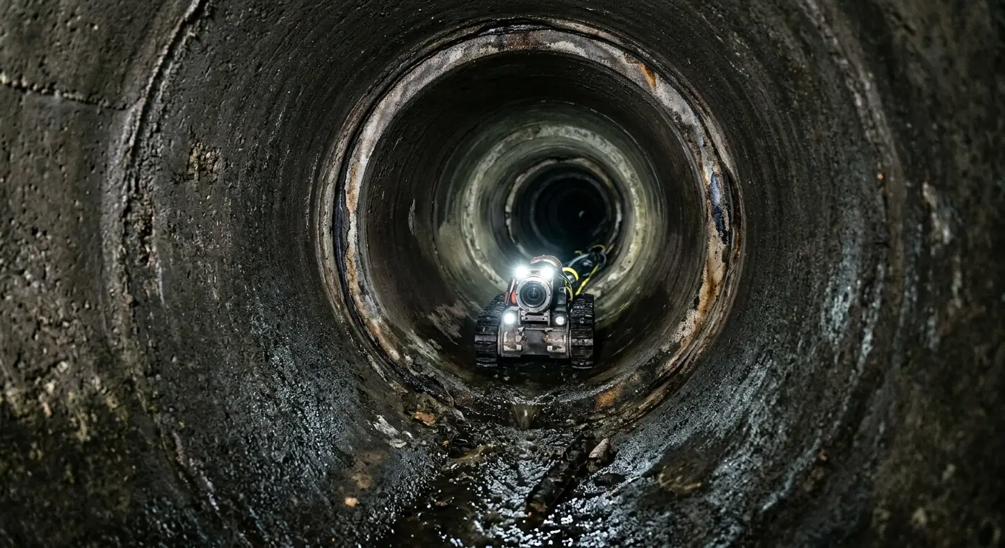 Robotic sewer camera inspecting pipe interior for Sewer Line Repair in Herndon